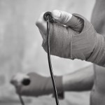Boxer jump rope training, strength workout concept
